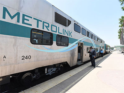 Metrolink train in the station