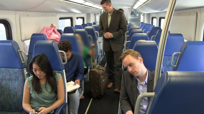 The following video contains footage of a Metrolink passenger exhibiting poor baggage etiquette.